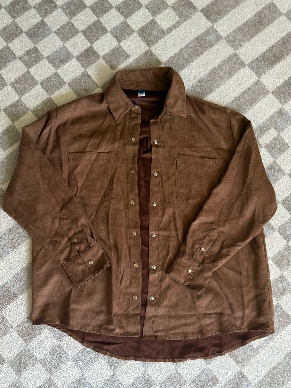 Old Navy Brown Suede-Look Button Front Shirt Jacket